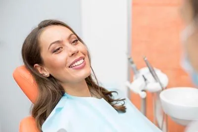 woman sitting back in the dental chair at Brite Dental Partners